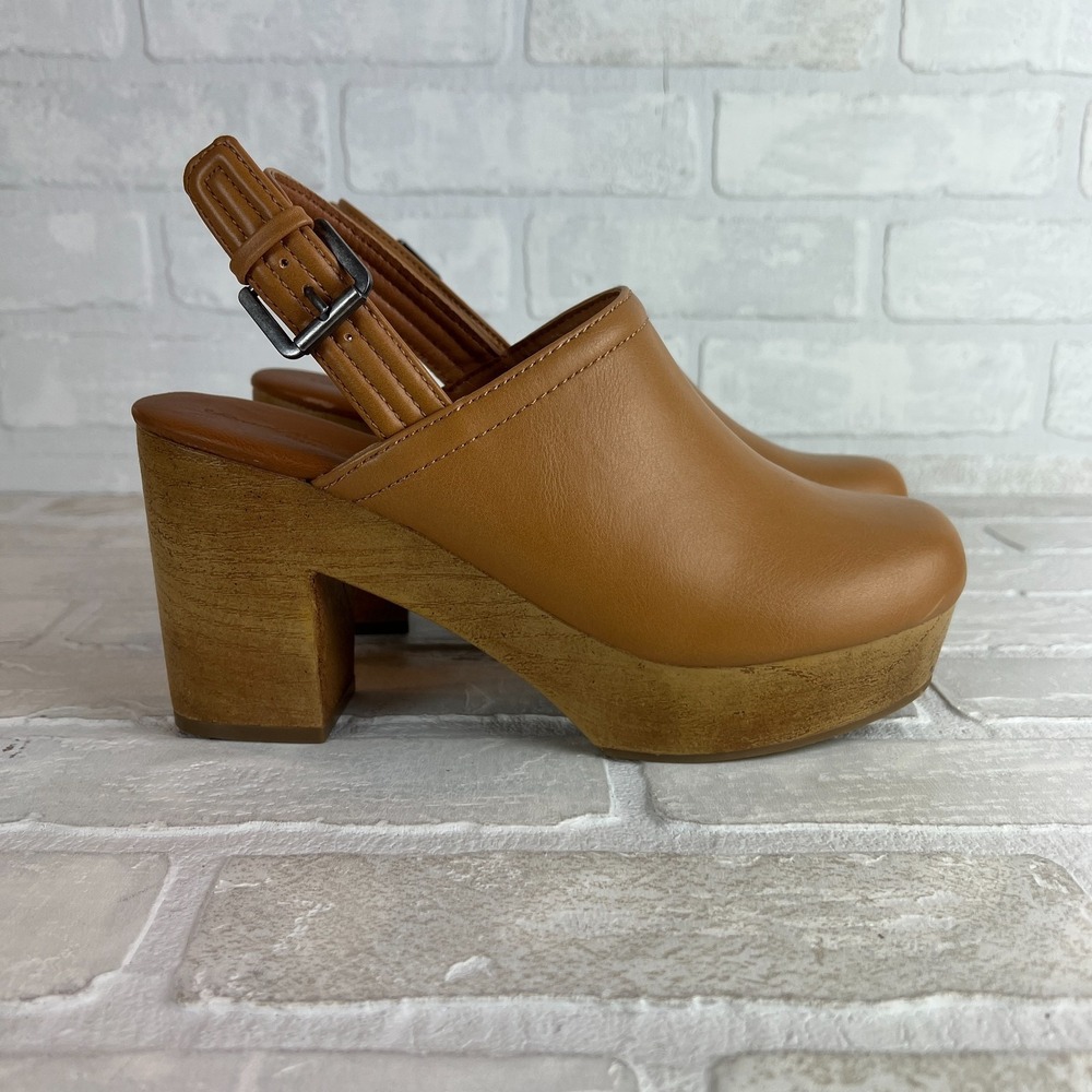 Universal Thread Watson Clogs Womens‎ 7.5 Brown Faux Leather Slingback Platform